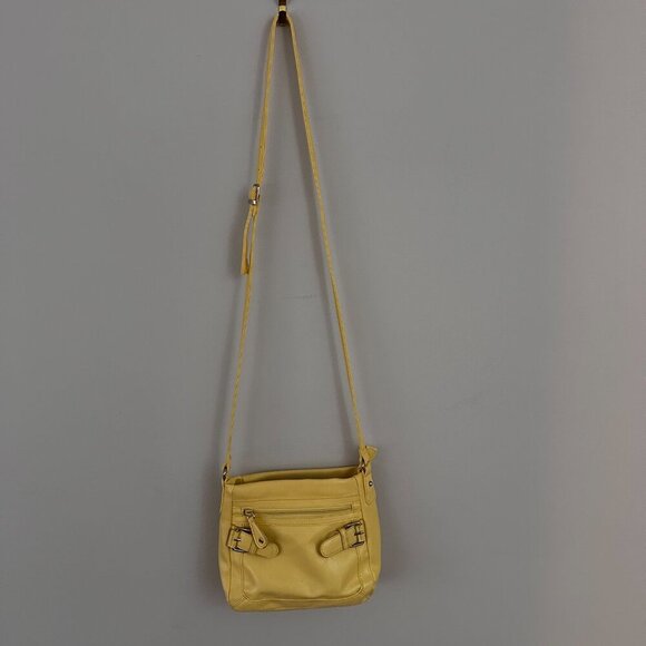 YELLOW CROSSBODY BAG, ,ULTIPLE POCKETS WITH ZIPPERS AND BUCKLE DETAILS - Picture 2 of 14